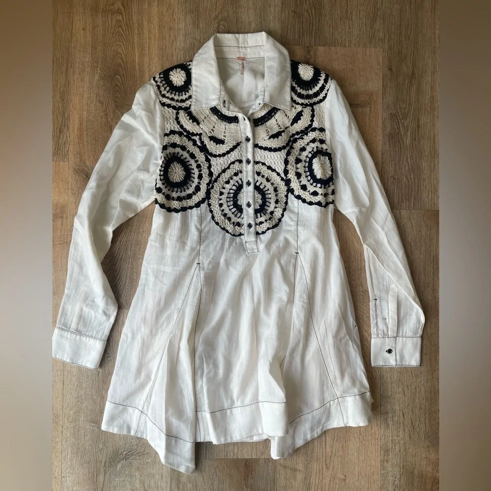 Free People Mirage Crochet Embroidered Boho Mini Dress | $248 Retail | Size S